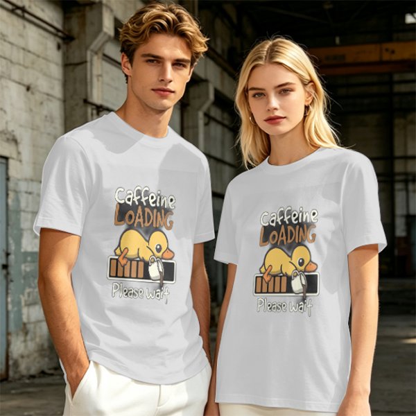 Caffeine Loading Duck Graphic T-Shirt for Coffee Lovers