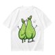 Olive Green T-Shirt With Two Cartoon Pears In Love Graphic