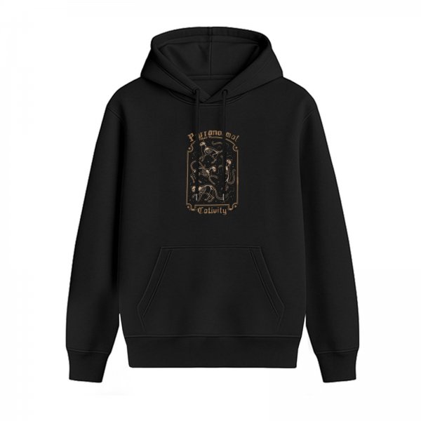 Black hoodie with vintage skeleton animal graphic print