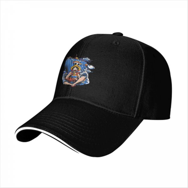 One Piece Luffy Graphic Black Baseball Cap