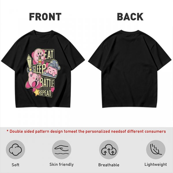 Eat Sleep Battle Repeat Kirby Graphic T-Shirt