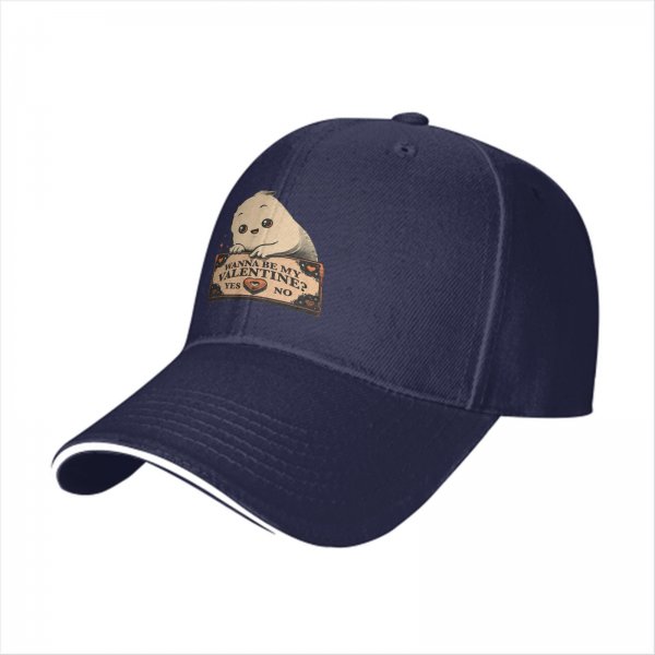 Black baseball cap with cute ghost 'Wanna Be My Valentine?' print