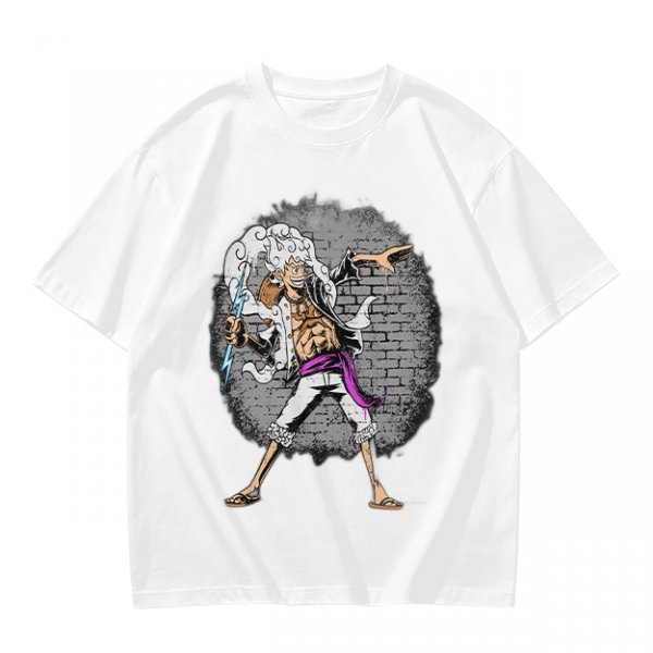 Olive T-shirt with One Piece Gear 5 Luffy Graphic Print