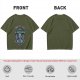 Olive graphic t-shirt with raccoons and 'Bring Us All The Trash' text