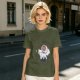 Olive T-Shirt With Chibi Princess Mononoke Wolf Rider Artwork