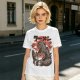 Olive T-shirt with Godzilla eating ramen graphic