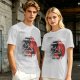 Olive graphic tee with funny cat and leave your problems behind quote