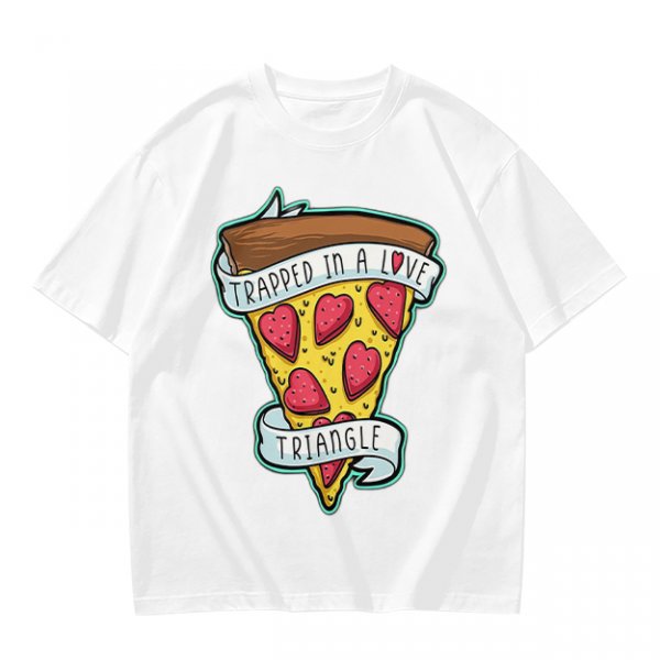 Olive T-Shirt With Pizza Slice 'Trapped In A Love Triangle' Print