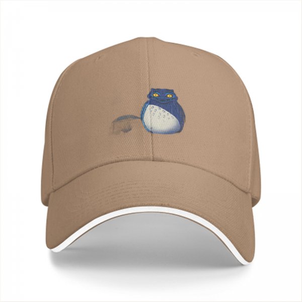 Black Baseball Cap With Blue Totoro Inspired Graphic Print