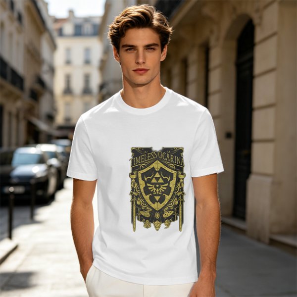 Timeless Ocarina Zelda Shield Graphic Olive T-Shirt