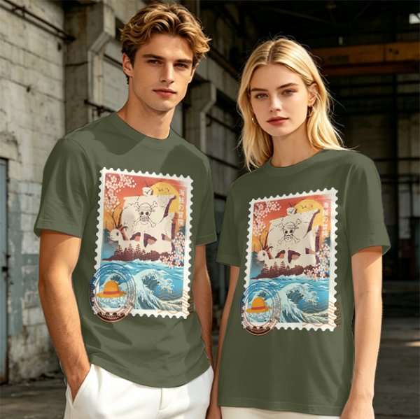 One Piece Going Merry Ship Stamp Graphic T-Shirt