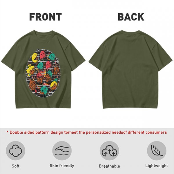 Gaming Character Grill Graphic Olive T-Shirt