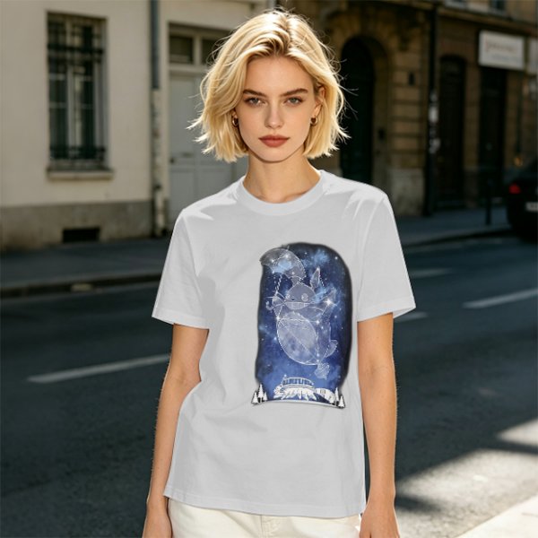 Olive T-Shirt With Constellation Totoro Starry Night Print