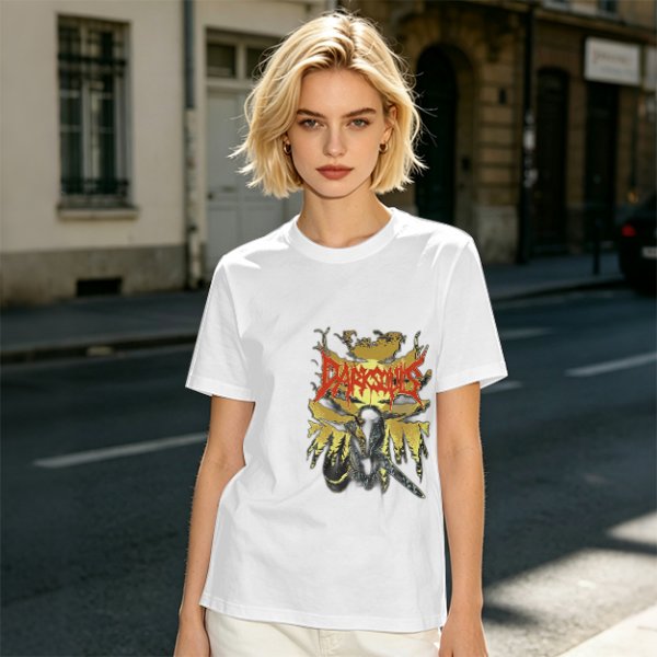 Olive graphic t-shirt with Dark Souls metal-style print