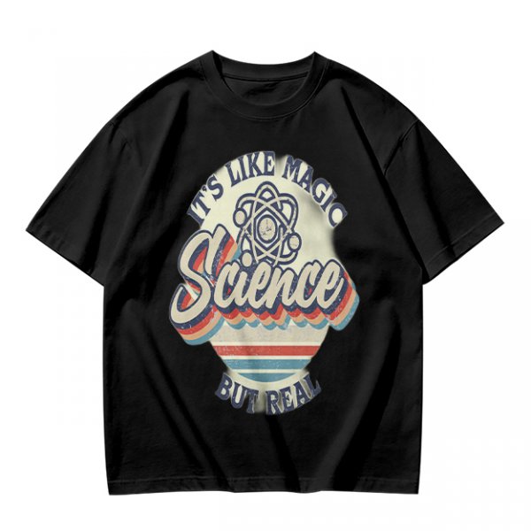 Olive T-Shirt With 'It's Like Magic Science But Real' Retro Print