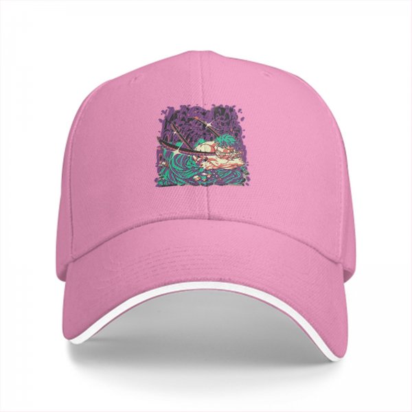 Black Baseball Cap With Anime Swordsman Graphic Print