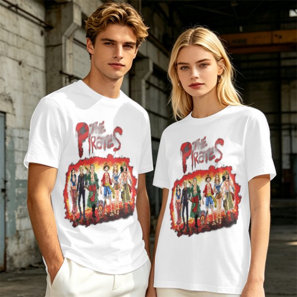 One Piece Pirates Anime Graphic Olive T-Shirt