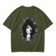 Olive T-Shirt with Kodama Forest Spirit Floral Wreath Print