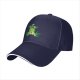 Black baseball cap with green ghostly villain silhouette graphic