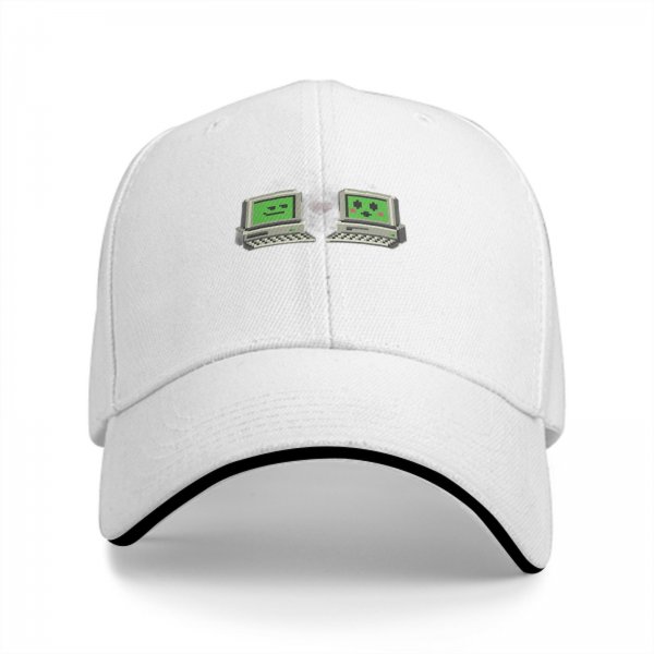 Black Baseball Cap With Retro Pixel Computer Emoji Design