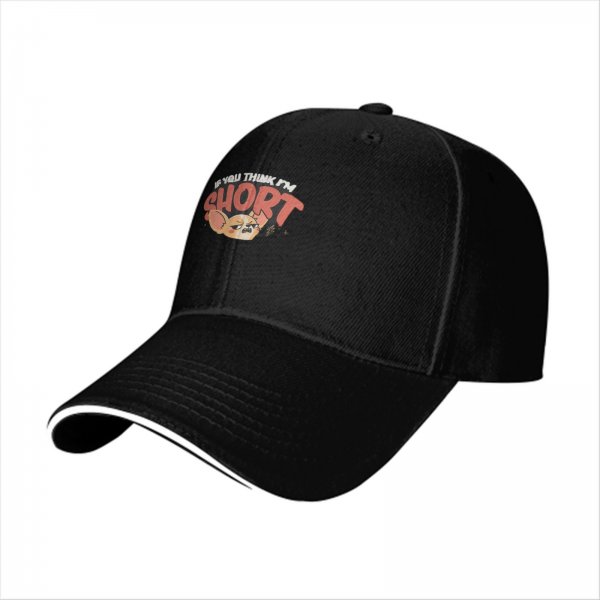 Black baseball cap with 'If You Think I'm Short' and annoyed fennec graphic