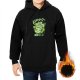 Black Hoodie with Retro Handheld Game Console and Japanese Graphic Print