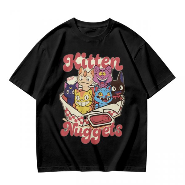 Olive graphic t-shirt with kitten nuggets print