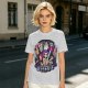 Olive Graphic Tee with Anime Character Group Print