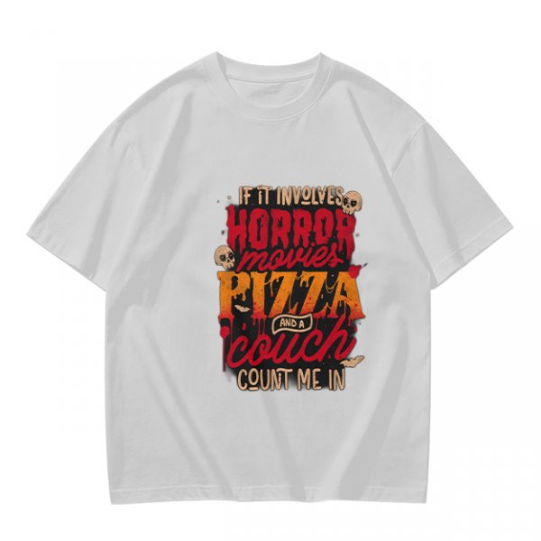 Horror Movies Pizza Couch Count Me In Graphic T-Shirt