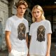 Olive green t-shirt with Pray the Coffee Brew graphic print