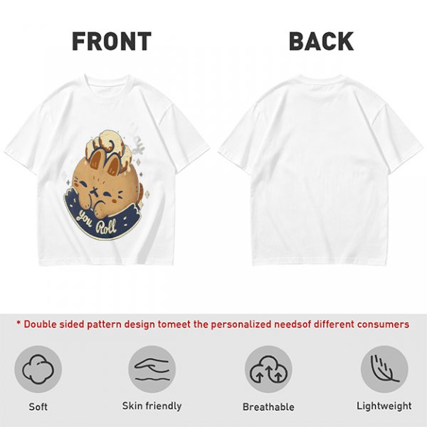 Olive T-Shirt With Cute Cinnamon Bunny Roll Graphic And You Roll Text