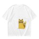 Olive Green T-Shirt With Surprised Yellow Tabby Cat Graphic