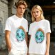 Olive T-shirt with Worn Burning Earth Graphic and 'Fine Thanks' Text