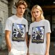 Olive green t-shirt with raccoon chef graphic and text