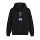 Black hoodie with a cat graphic that says signs point to leave me alone