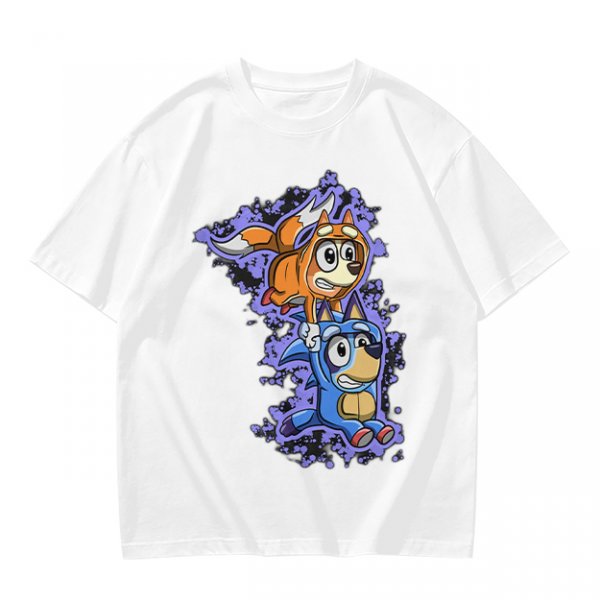 Olive green t-shirt with cartoon characters in cosplay graphic