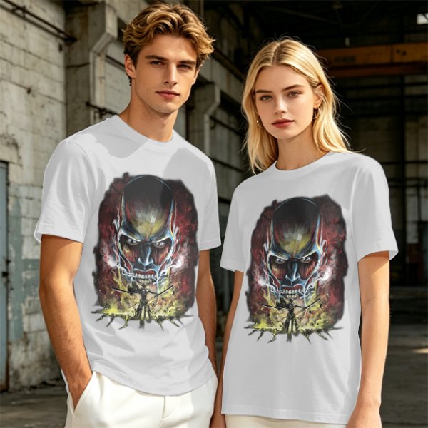 Olive T-shirt with Attack on Titan Colossal Titan Graphic Print