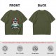 Olive green t-shirt with stacked Totoro characters graphic