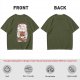 Olive t-shirt with cute cat bubble tea graphic print