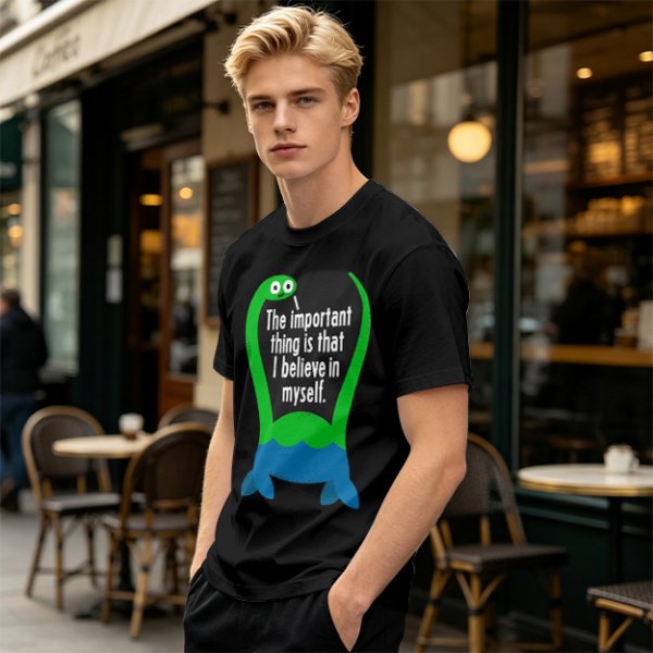 Olive T-Shirt With Dinosaur Graphic And Self Belief Text