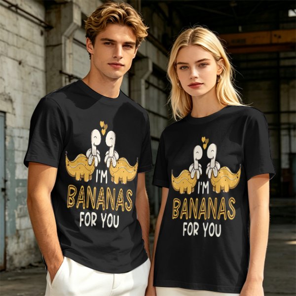 Olive T-Shirt With Cute Banana Dinosaur Love Graphic And I'm Bananas For You Text