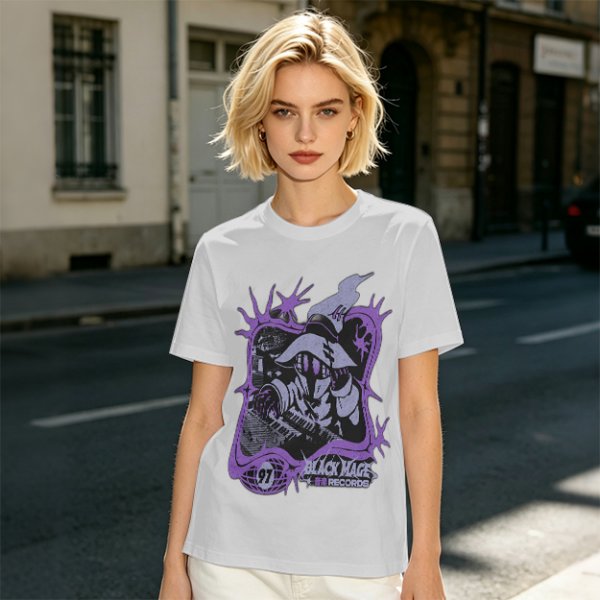 Olive Graphic T-Shirt with Black Mage Records Wizard Artwork