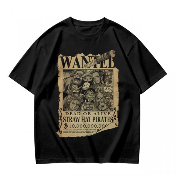 One Piece Straw Hat Pirates Wanted Poster Graphic T-Shirt