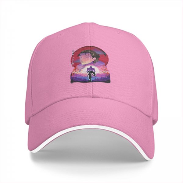 Black Baseball Cap With Anime Sunset Silhouette Graphic