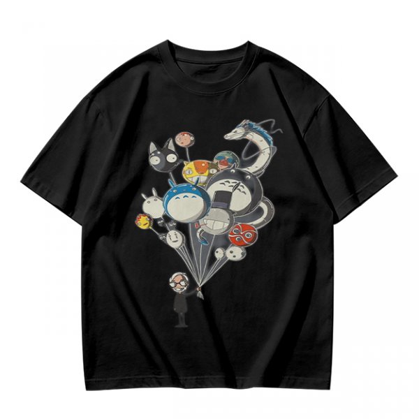 Olive T-Shirt With Studio Ghibli Character Balloon Print