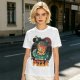 Olive t-shirt with space pizza alien graphic and 'We Came in Pizza' text
