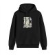 Black hoodie with cute dinosaur city window graphic print