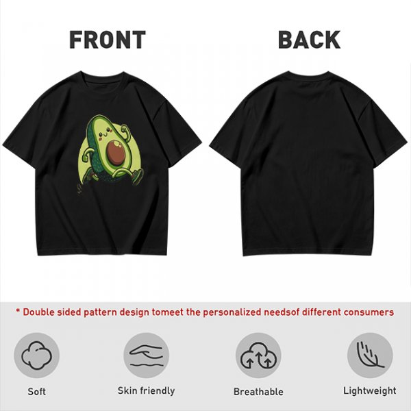 Olive Green T-Shirt with Cute Running Avocado Graphic