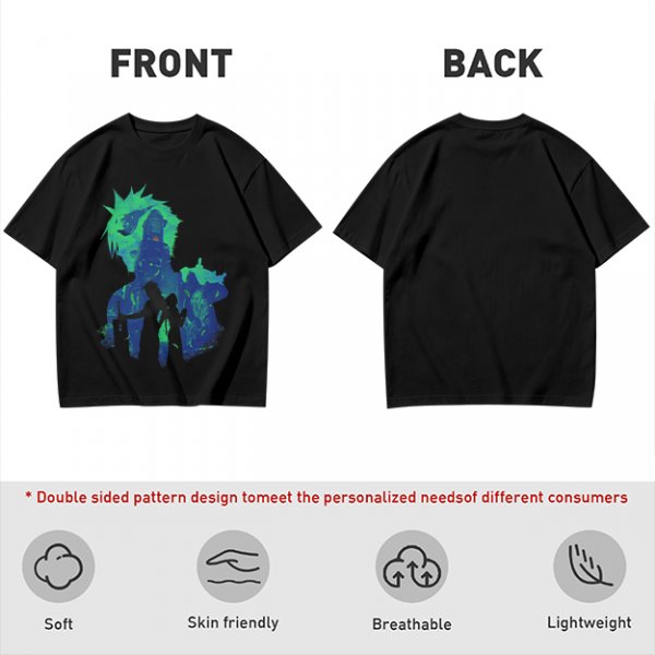 Olive Green Anime Graphic T-Shirt with Spiky Character Art