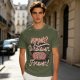 Olive green t-shirt with 'Humans? Whatever. Cats? Forever!' print